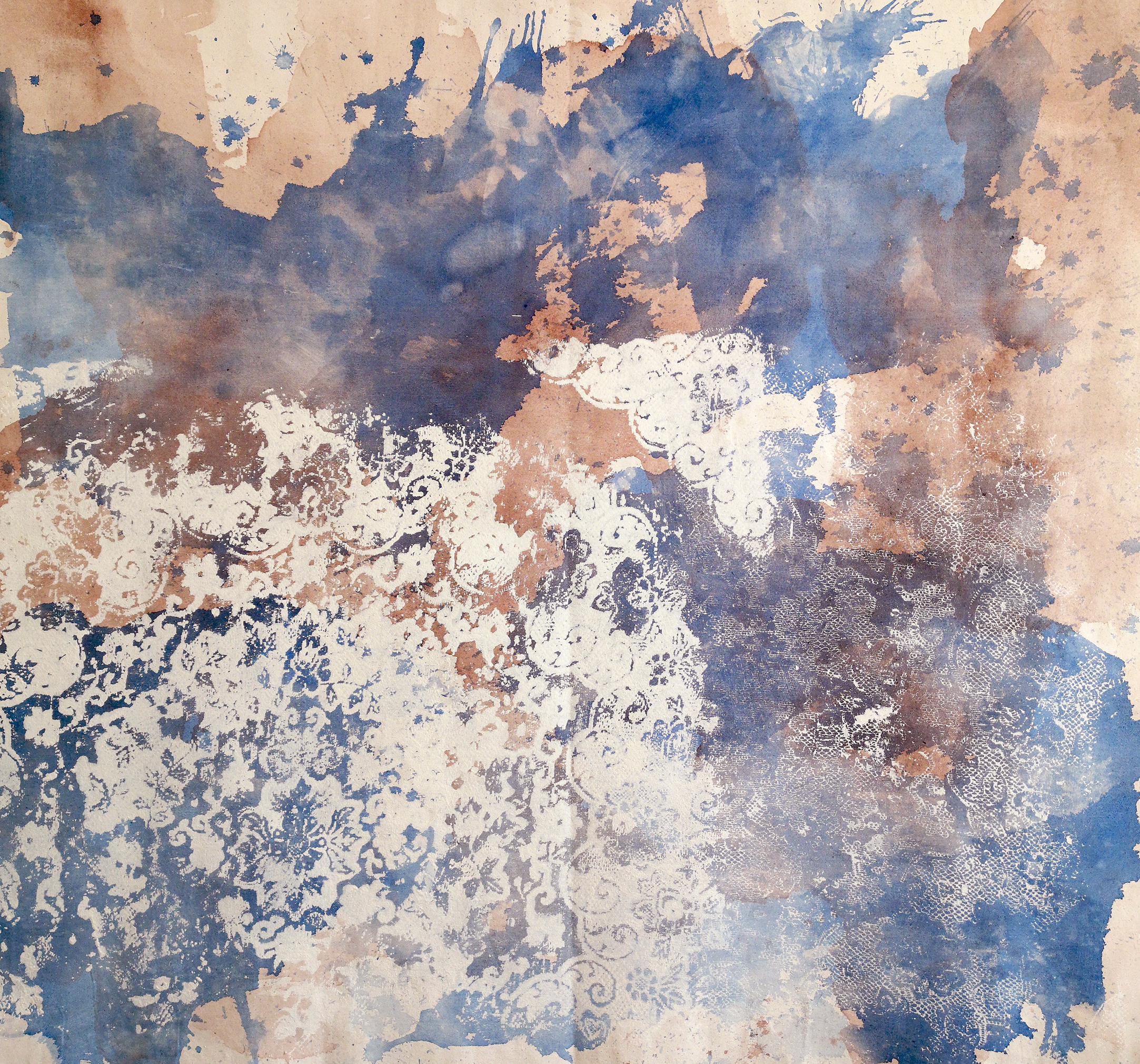 BLUE ABSTRACT, 100 W x 140 H, Acrylik on cotton canvas, 2019,
